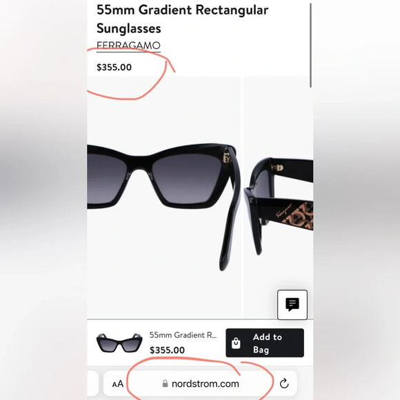 Salvatore Ferragamo 55mm Gradient Rectangular Sunglasses-excellent condition - Picture 8 of 11